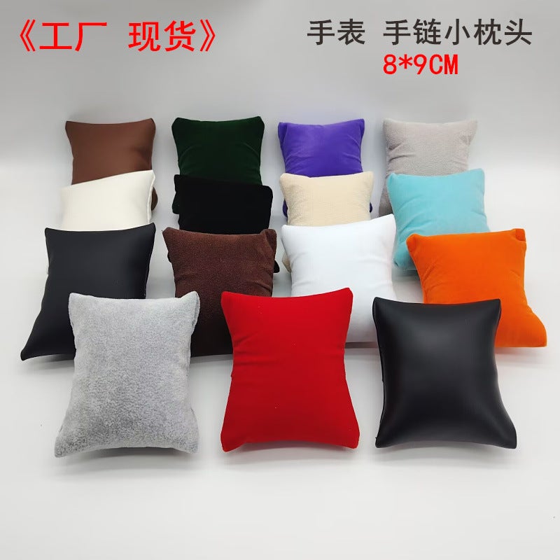 وسادة صغيرة من جلد PU مصنع وسادة فخمة مع حبات فleece لحقيبة عرض ثابتة ساعة صندوق وسادة - Image 2